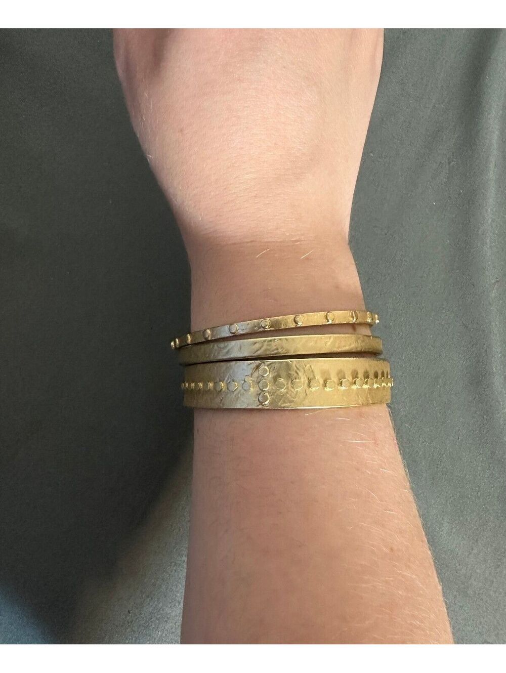 Gold Bracelets Set Of Three With Circular Detail